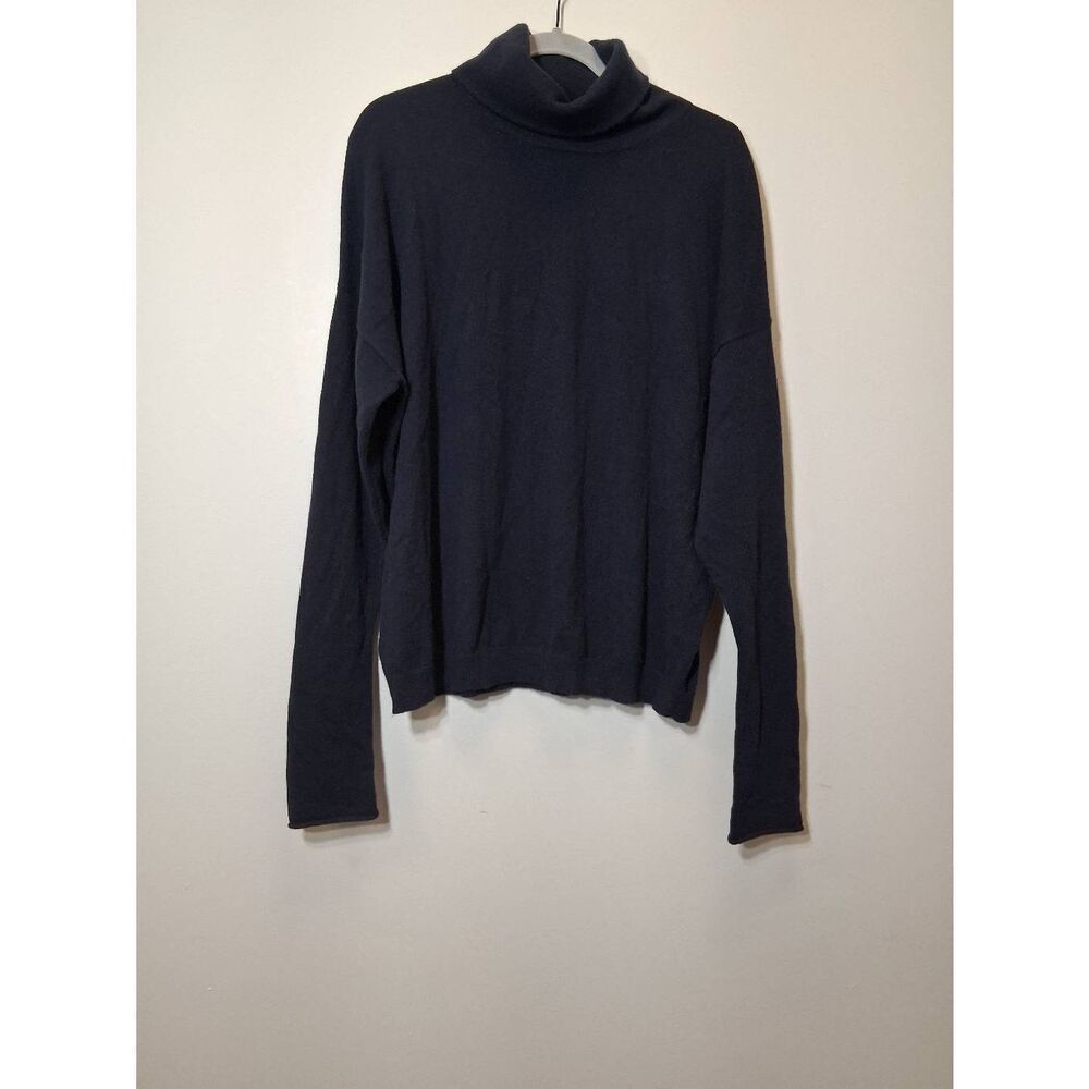 Cos womens xl turtleneck sweater 100% cashmere navy blue slouchy drop sleeve - Picture 4 of 10